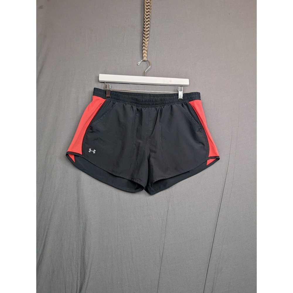 Under Amour Running Shorts Women's Large Black Brief Lined‎ Heat Gear Athletic